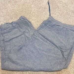 Athleta Blue Wide Leg Linen Pants